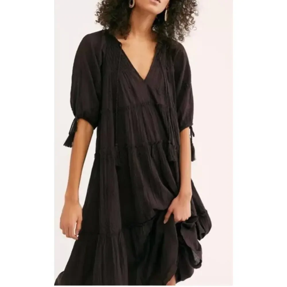 free people black celestial skies midi dress